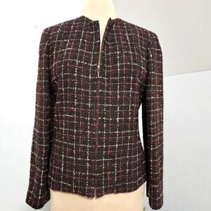 Kasper & Company ASL Vintage Wool Tweed Boucle Full Zip Suit Blazer 12